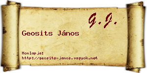 Geosits János névjegykártya